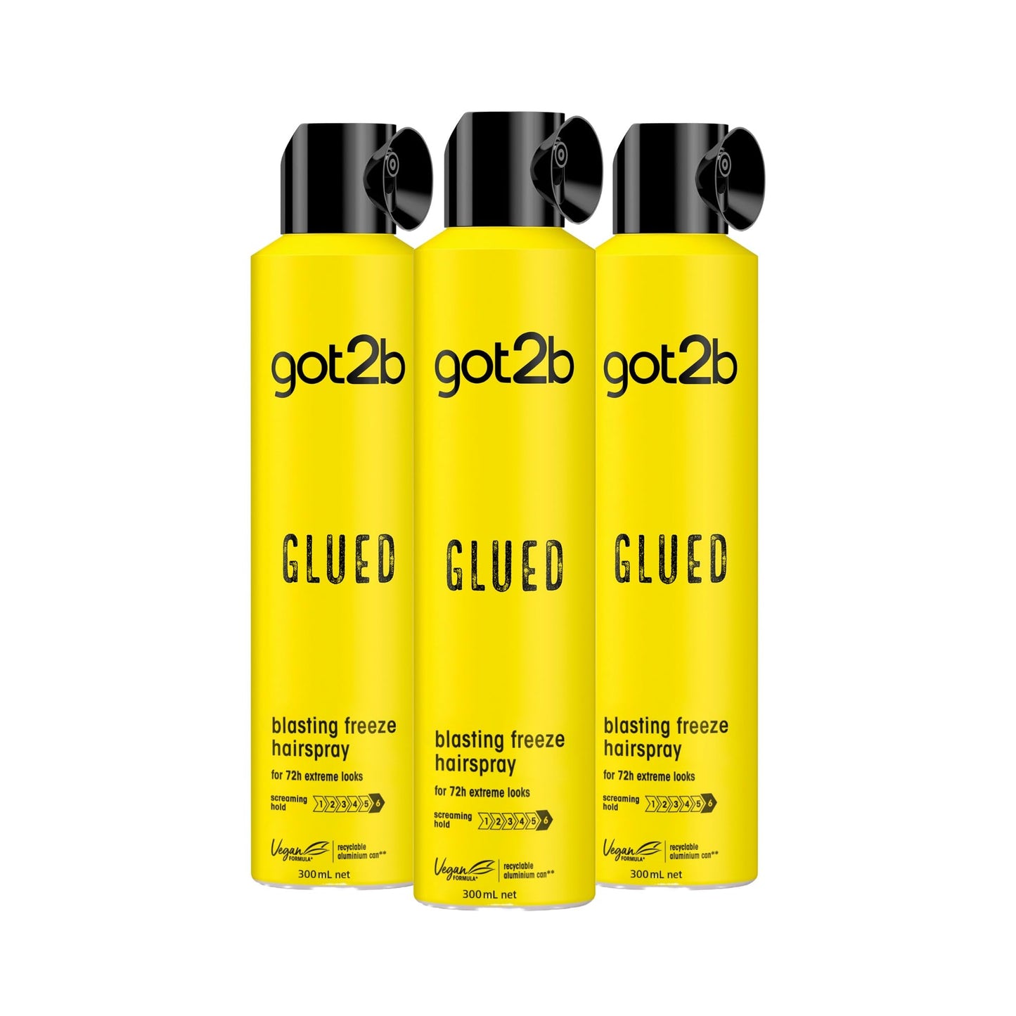 got2b Glued Blasting Freeze Hairspray 300 ml, Glued Hairspray for up to 72h Ultra Strong Hold, Hairspray got2b, For Extreme Hairstyles, Vegan Formula