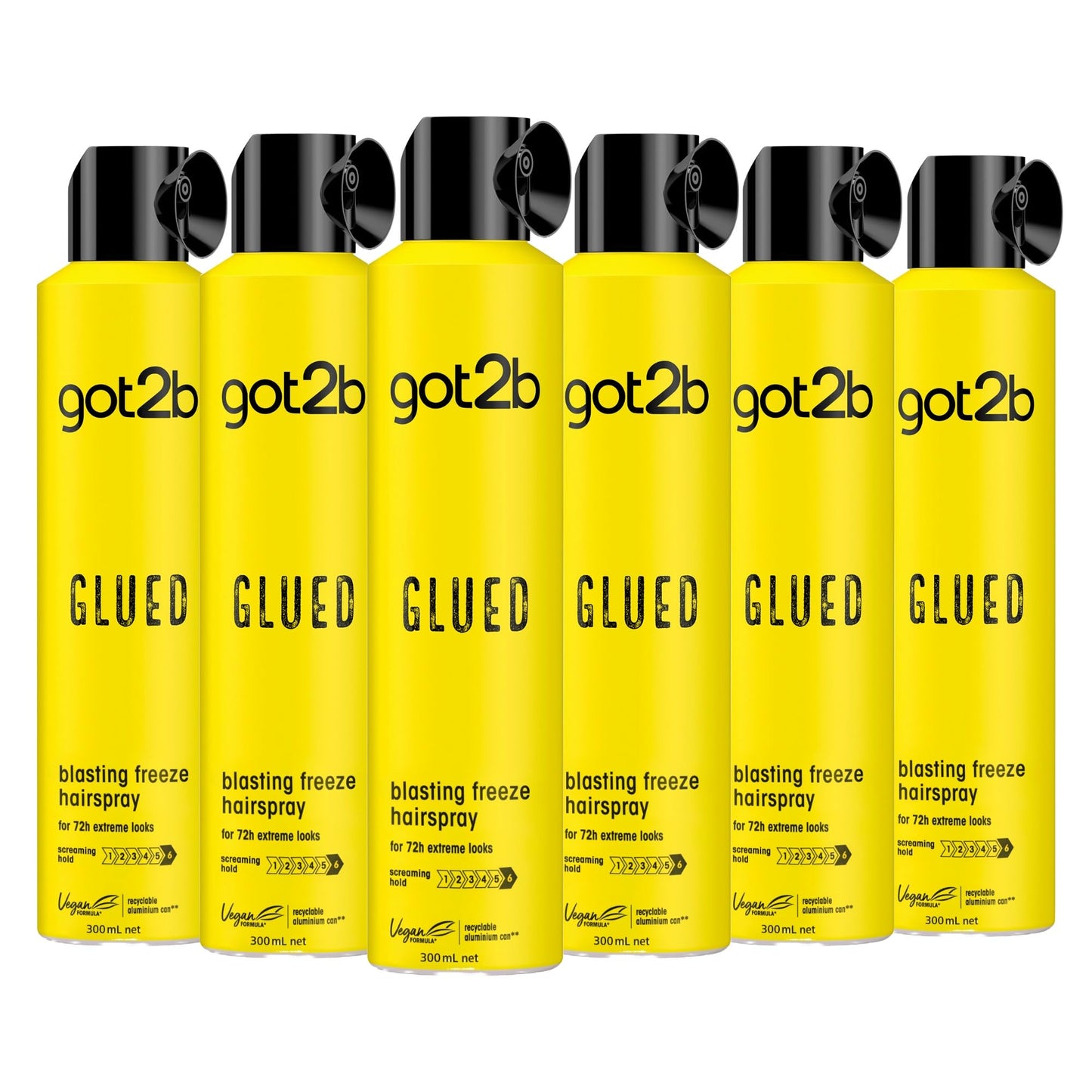 got2b Glued Blasting Freeze Hairspray 300 ml, Glued Hairspray for up to 72h Ultra Strong Hold, Hairspray got2b, For Extreme Hairstyles, Vegan Formula